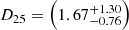 $ D_{25} =\left(1.67^{+1.30}_{-0.76}\right) $
