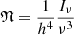 Mathematical equation: $$ \begin{aligned} \mathfrak{N} =\frac{1}{{{h}^{4}}}\frac{{{I}_{\nu }}}{{{\nu }^{3}}} \end{aligned} $$