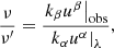 Mathematical equation: $$ \begin{aligned} \frac{\nu }{{{\nu }^{\prime }}}=\frac{{{\left. {{k}_{\beta }}{{u}^{\beta }} \right|}_{\rm obs}}}{{{\left. {{k}_{\alpha }}{{u}^{\alpha }} \right|}_{\lambda }}} , \end{aligned} $$