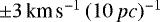 $\pm 3\,\textrm{km}\,\textrm{s}^{-1}\,(10\,pc){}^{-1}$