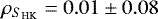 $\rho_{S_{\textrm{HK}}} = 0.01 \pm 0.08$