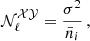 $$ \begin{aligned} \mathcal{N} ^\mathcal{XY} _\ell = \frac{\sigma ^2}{\bar{n}_i} \,, \end{aligned} $$