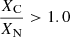 Mathematical equation: $ \frac{X_{\mathrm{C}}}{X_{\mathrm{N}}} > 1.0 $