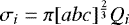 $\sigma_i = \pi [abc]^{\frac{2}{3}}Q_i$