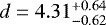 $d = 4.31^{+0.64}_{-0.62}$