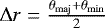 $\Delta r = \frac{\theta_{\mathrm{maj}}+\theta_{\mathrm{min}}}{2}$