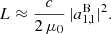 $$ \begin{aligned} L \approx \frac{c}{2\,\mu _0} \, |a^\mathrm{B}_{1,1}|^2 . \end{aligned} $$