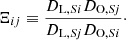 $$ \begin{aligned} \Xi _{ij} \equiv \frac{D_{\mathrm{L},Si}D_{\mathrm{O},S\!j}}{D_{\mathrm{L},S\!j}D_{\mathrm{O},Si}}\cdot \end{aligned} $$