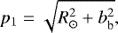 \begin{align*}p_1 &= \sqrt{R_{\odot}^2 + b_{\textrm{b}}^2},\end{align*}