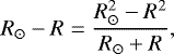 \begin{equation*}R_{\odot} - R = \frac{ R_{\odot}^2- R^2 }{R_{\odot}+R},\end{equation*}