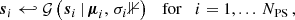 $$ \begin{aligned} \boldsymbol{s}_i&\hookleftarrow \mathcal{G} \left(\left.\boldsymbol{s}_i\,\right| \boldsymbol{\mu }_i,\, \sigma _i\mathbb{1} \right) \quad \mathrm{for} \quad i=1, ...\, N_{\rm PS}\,, \end{aligned} $$