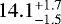 Mathematical equation: $14.1_{-1.5}^{+1.7}$