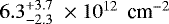 Mathematical equation: ${{6.3}_{-{2.3}}^{+{3.7}}}{\;}\times 10^{12}{\;}{{\,\textrm{cm}^{-2}}}$