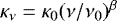 Mathematical equation: $\kappa_{\nu}=\kappa_0 (\nu/\nu_0){}^{\beta}$