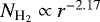 Mathematical equation: $N_{\textrm{H}_2} \propto r^{-2.17}$