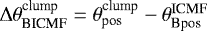 Mathematical equation: $\Delta\theta^{\textrm{clump}}_{\textrm{BICMF}}= \theta^{\textrm{clump}}_{\textrm{pos}} - \theta^{\textrm{ICMF}}_{\textrm{Bpos}}$