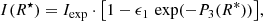 Mathematical equation: $$ \begin{aligned} I(R^{\star }) = I_{\rm exp} \cdot \big [1-\epsilon _1\,\exp (-P_3(R^*))\big ] , \end{aligned} $$