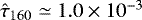 Mathematical equation: $\hat \tau_{160}\simeq 1.0\times 10^{-3}$