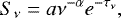 Mathematical equation: \begin{align*}S_{\mathrm{\nu}} = a \nu^{\mathrm{-\alpha}} e^{\mathrm{-\tau_{\mathrm{\nu}}}},\end{align*}