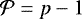 Mathematical equation: ${\cal P} = p - 1$