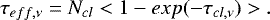 Mathematical equation: \begin{equation*}\tau_{eff,\nu} = N_{cl}< 1 - exp(-\tau_{cl,\nu})>.\end{equation*}