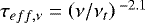 Mathematical equation: $\tau_{eff,\nu}= \left(\nu/\nu_{t}\right){}^{-2.1}$
