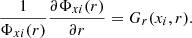 Mathematical equation: $$ \begin{aligned} \frac{1}{\Phi _{xi}(r)}\frac{\partial \Phi _{xi}(r)}{\partial r} = G_r(x_i,r). \end{aligned} $$