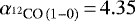 Mathematical equation: $\alpha_{{}^{12}\textrm{CO}\,(1-0)}\,{=}\,4.35$