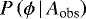 Mathematical equation: $P\left(\phi\,\vert\,A_{\textrm{obs}}\right)$