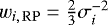 Mathematical equation: $w_{i, \, \mathrm{RP}} = \frac{2}{3} \sigma_i^{-2}$