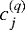 Mathematical equation: $c^{(q)}_{j}$