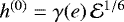 Mathematical equation: $h^{(0)} = \gamma(e)\, \mathcal{E}^{1/6}$