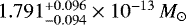 Mathematical equation: $1.791^{+0.096}_{-0.094} \times 10^{-13} \,{M}_{\odot}$