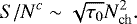 Mathematical equation: \begin{equation*} {S/N}^c \sim \sqrt{\tau_0} N_{\textrm{ch}}^2.\end{equation*}