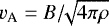 Mathematical equation: $v_{\textrm{A}}=B/\!\!\sqrt{4\pi\rho}$