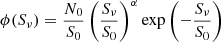 Mathematical equation: $$ \begin{aligned} \phi (S_{\nu }) = \frac{N_0}{S_0} \left(\frac{S_{\nu }}{S_0} \right)^\alpha {\exp } \left(-\frac{S_{\nu }}{S_0}\right) \end{aligned} $$