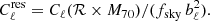 Mathematical equation: $$ \begin{aligned} C_{\ell }^\mathrm{res} = C_{\ell }(\mathcal{R} \times M_{70})/(f_{\rm sky} \, b^2_{\ell }). \end{aligned} $$