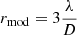 Mathematical equation: $ r_{\mathrm{mod}} = 3\frac{\lambda}{D} $