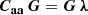 Mathematical equation: $$ \begin{aligned} \boldsymbol{C_{\mathrm{aa} }} \, \boldsymbol{G} = \boldsymbol{G} \, \boldsymbol{\lambda } \end{aligned} $$