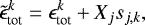 Mathematical equation: \begin{align*} \tilde\epsilon_{\text{tot}}^k = \epsilon_{\text{tot}}^k + X_j s_{j,k}, \end{align*}