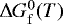 Mathematical equation: $\Delta G_{\mathrm{f}}^0(T)$