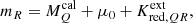 Mathematical equation: $$ \begin{aligned} m_R = M_Q^{\mathrm{cal} } + \mu _0 + K_{\mathrm{red} ,QR}^\mathrm{ext} , \end{aligned} $$