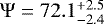Mathematical equation: $\Psi=72.1^{+2.5}_{-2.4}$