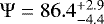 Mathematical equation: $\Psi=86.4^{+2.9}_{-4.4}$