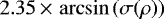 Mathematical equation: $2.35\,{\times}\,\arcsin\left(\sigma(\rho)\right)$