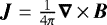 Mathematical equation: $\boldsymbol{J}=\frac{1}{4\pi}\boldsymbol{\nabla}\,{\times}\,\boldsymbol{B}$