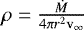 Mathematical equation: $\rho=\frac{\dot{M}}{4\pi r^{2}\textrm{v}_{\infty}}$