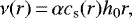 Mathematical equation: \[\nu(r)\,{=}\,\alpha c_{\textrm{s}}(r) h_0r,\]