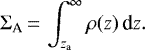Mathematical equation: \[\Sigma_{\textrm{A}}\,{=}\,\int _{z_{\textrm{a}}}^{\infty}\rho(z)\,\textrm{d}z.\]