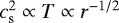 Mathematical equation: $c_{\textrm{s}}^2 \propto T \propto r^{-1/2}$